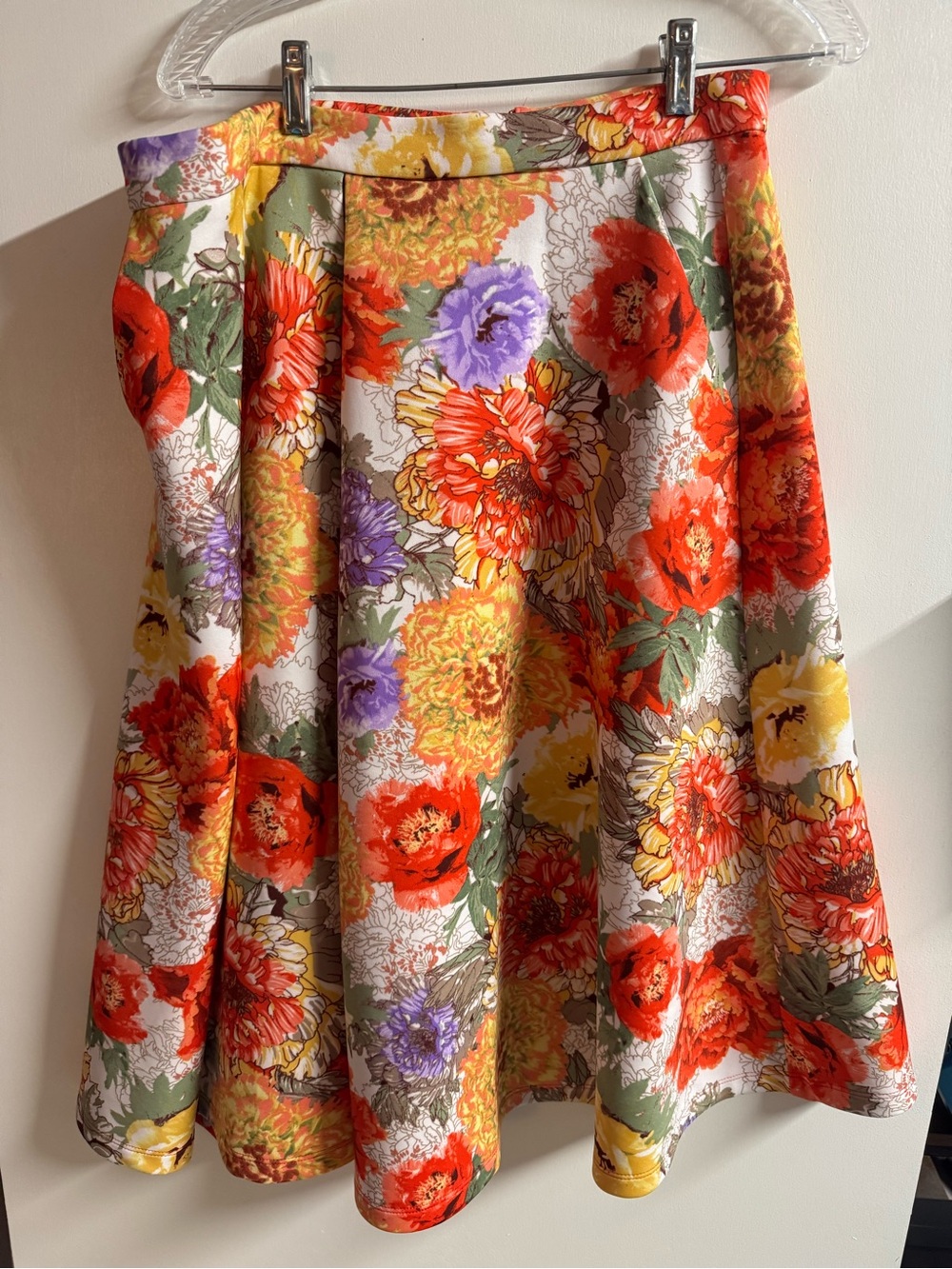 Gabby Skye Floral Skirt in Red, Yellow & Purple